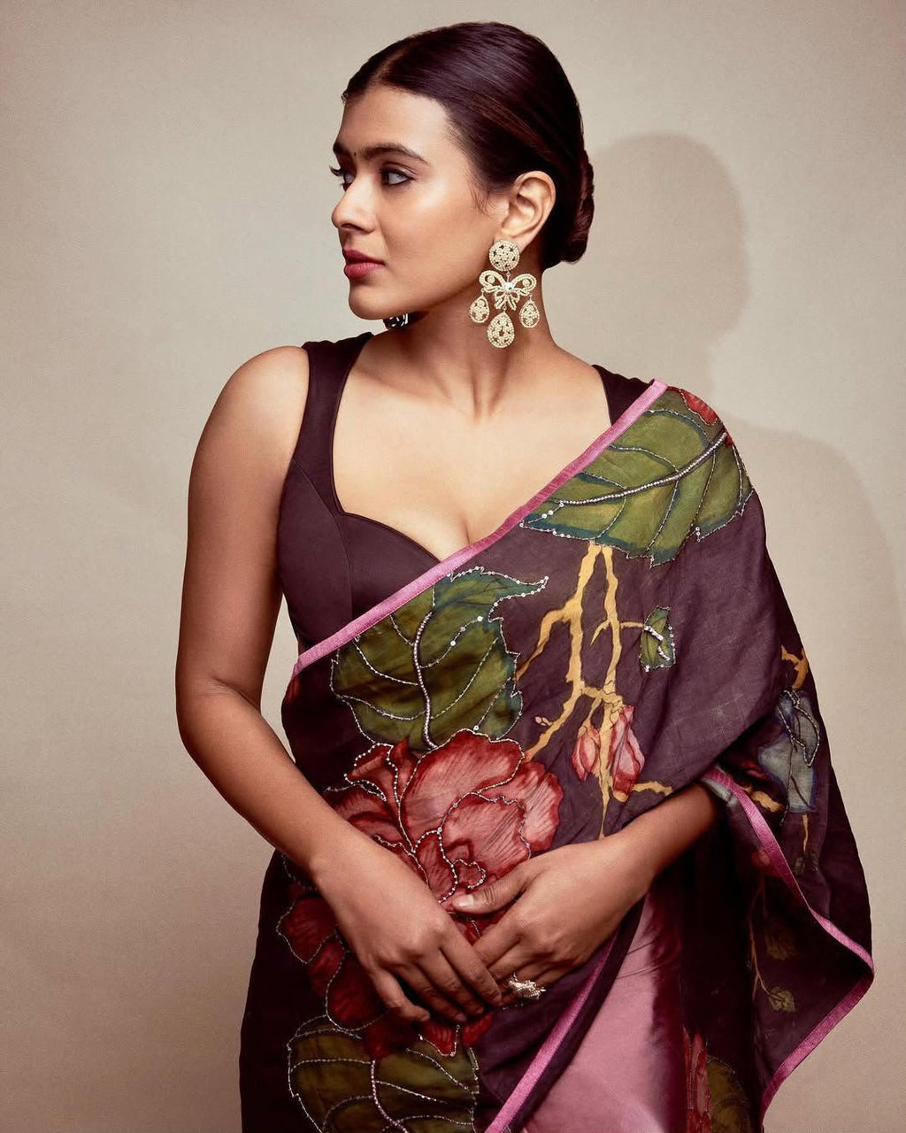 NIHARI : HALF HALF SATIN HANDWORK SAREE