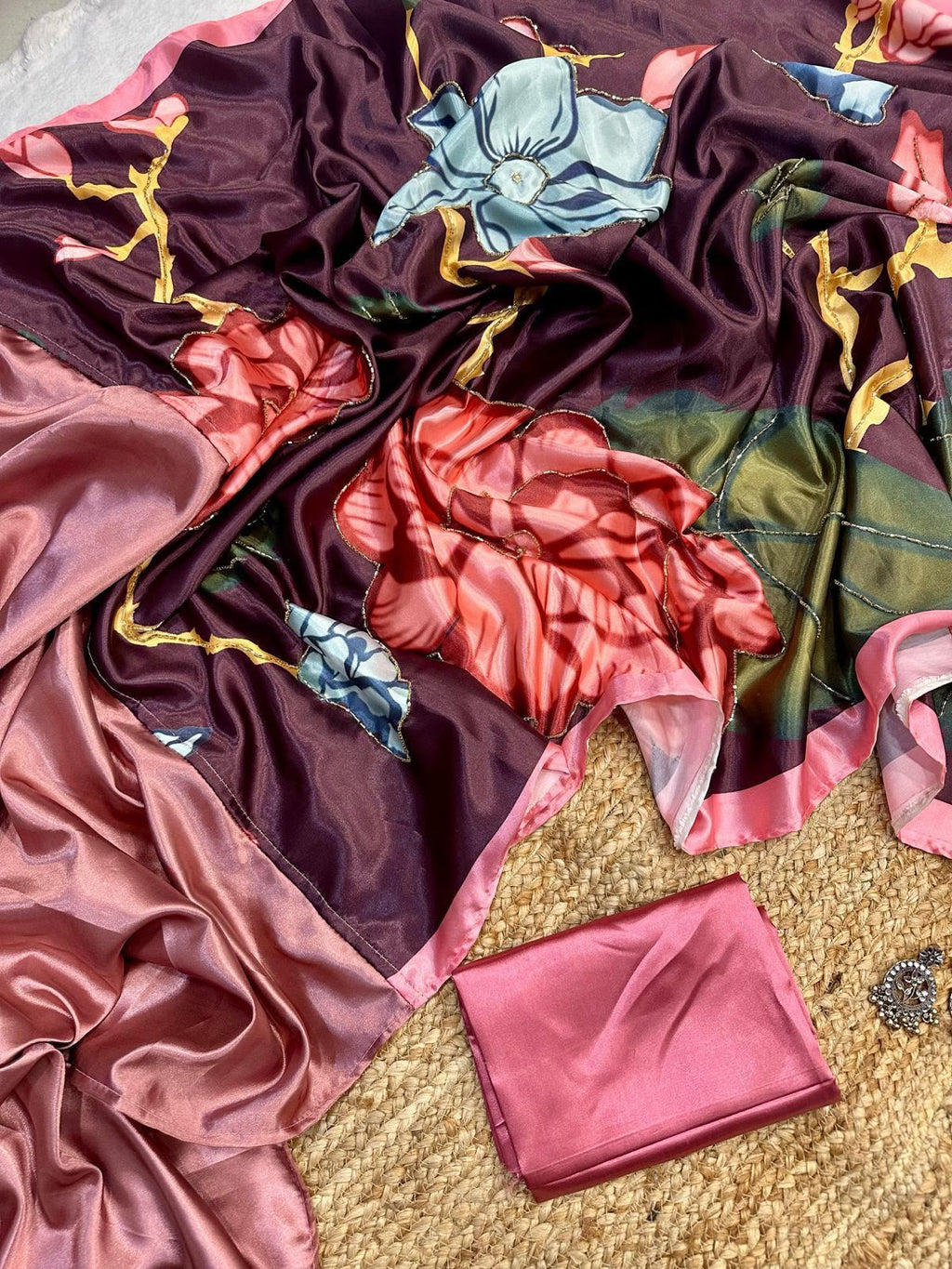 NIHARI : HALF HALF SATIN HANDWORK SAREE