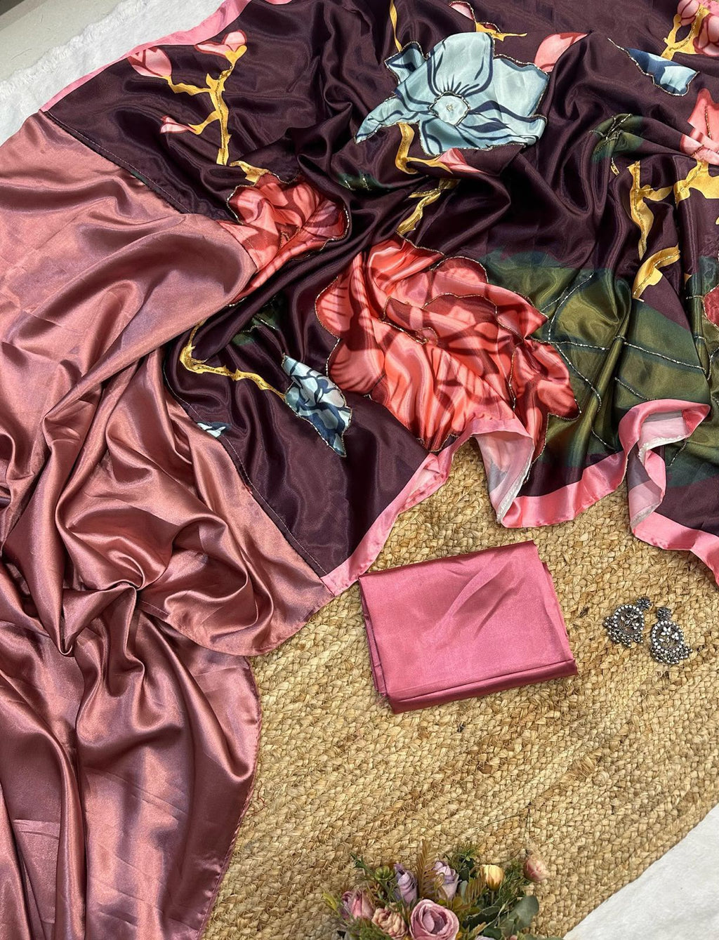 NIHARI : HALF HALF SATIN HANDWORK SAREE