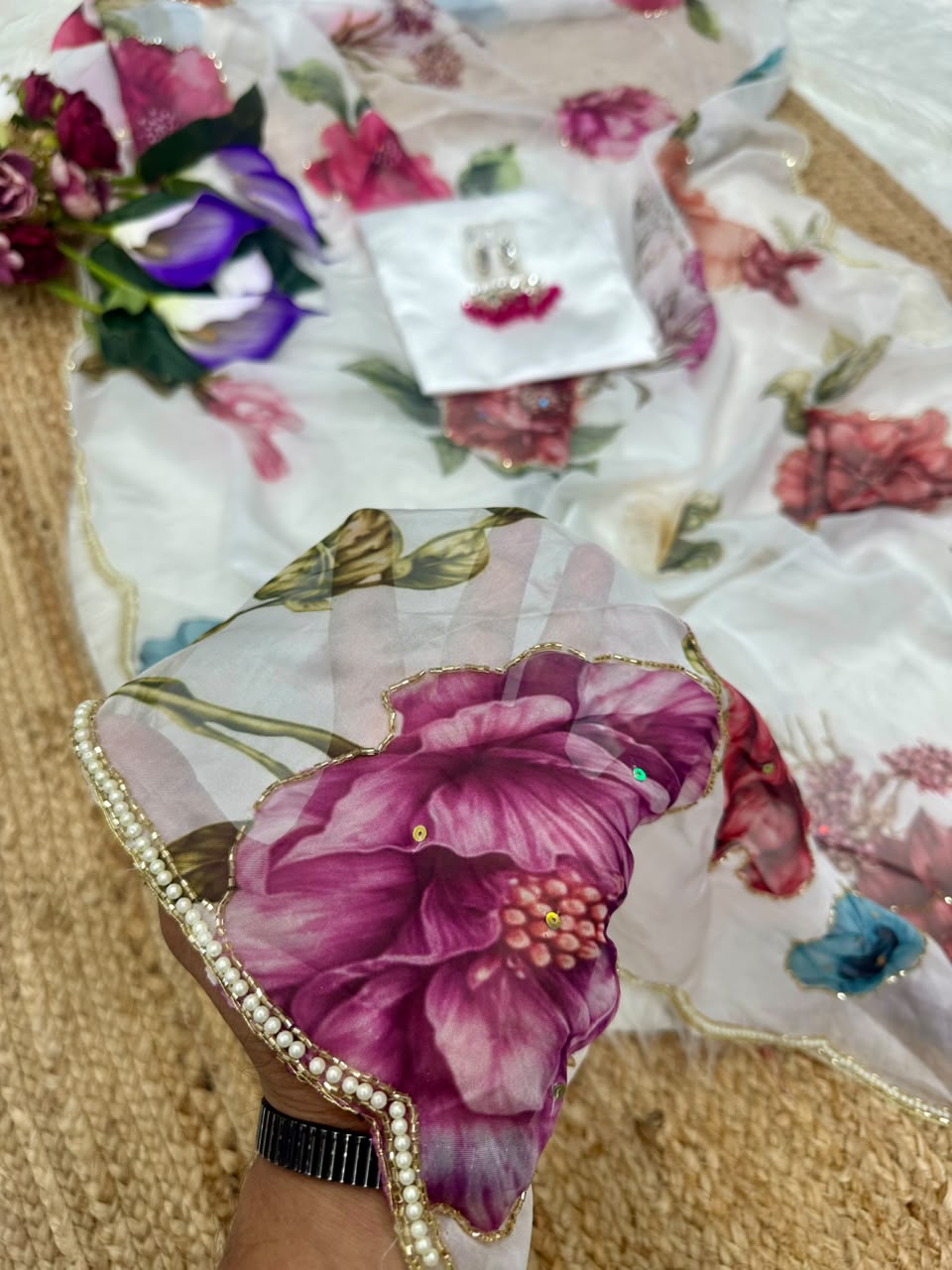 FLORRY : TEBBY DIGITAL PRINTED HANDWORK SAREE