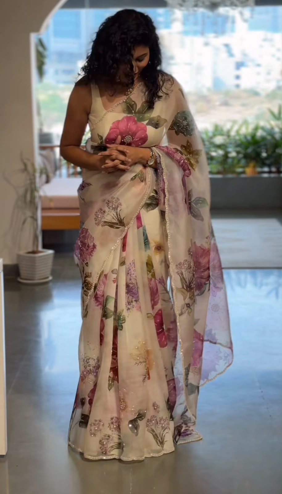 FLORRY : TEBBY DIGITAL PRINTED HANDWORK SAREE