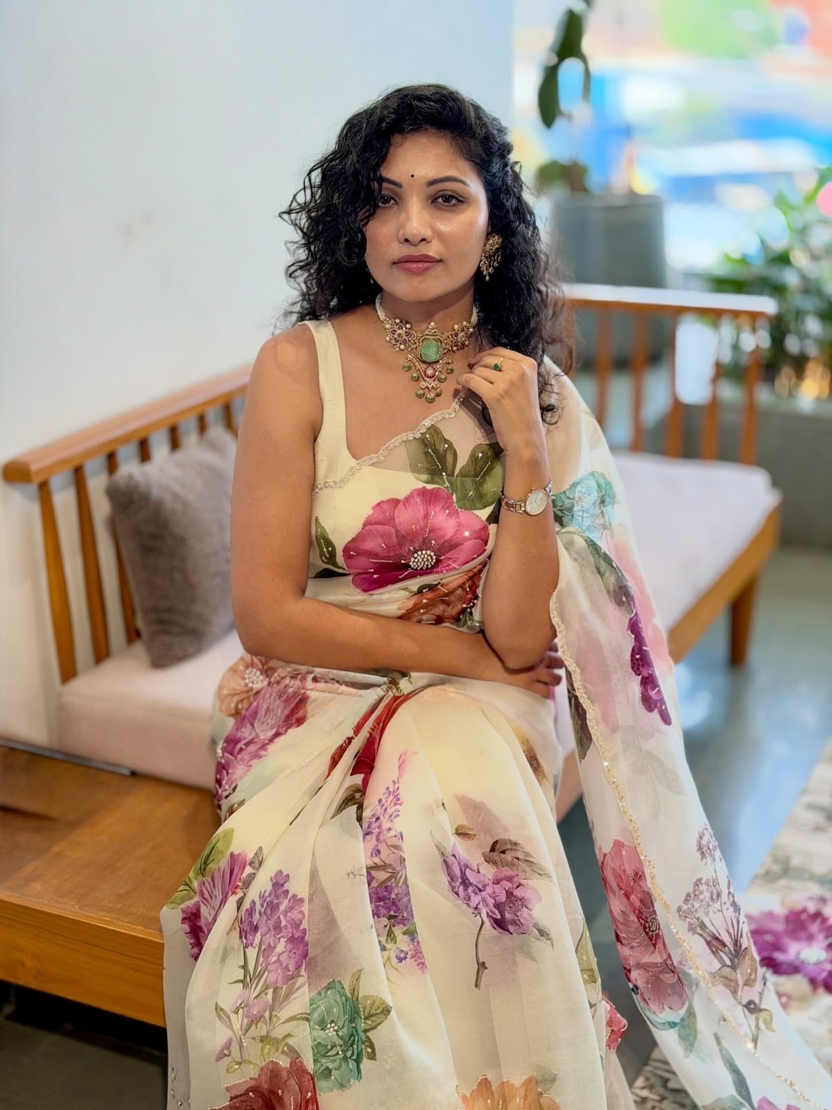 FLORRY : TEBBY DIGITAL PRINTED HANDWORK SAREE