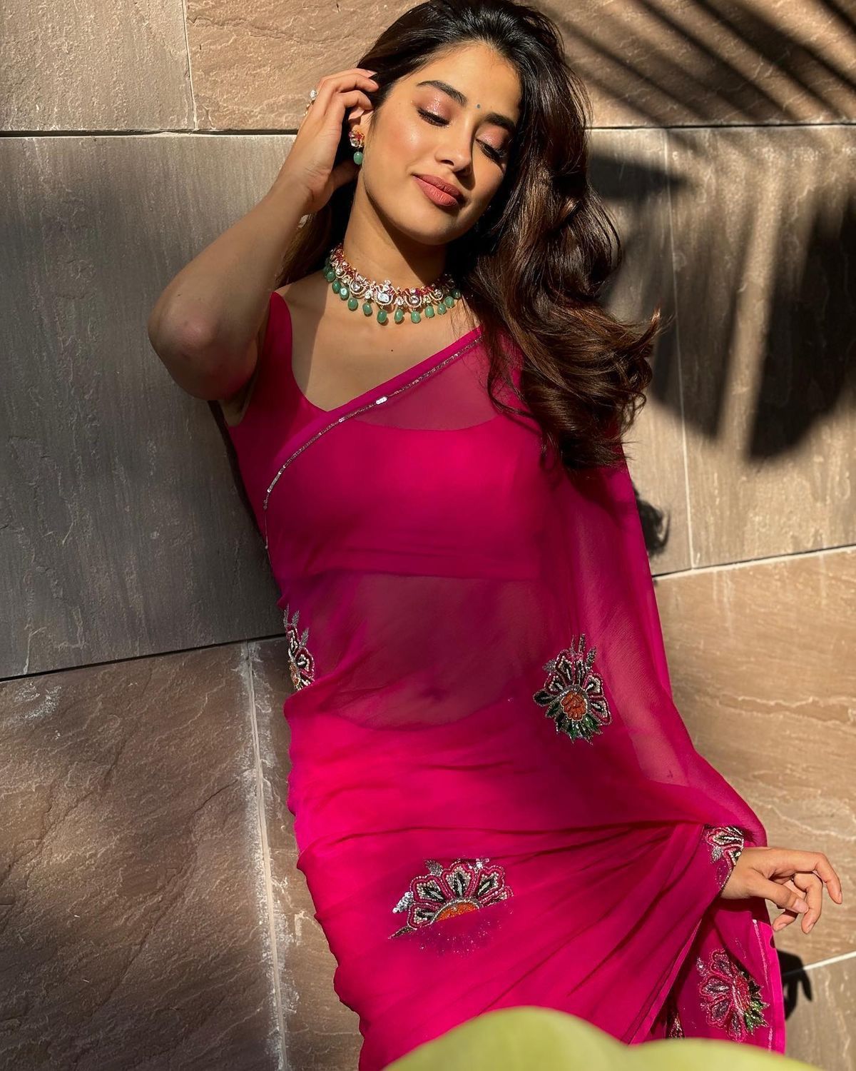 JIYA : HAND JARDOSI WORK RANI COLOR SHRADHHA KAPOOR INPIRED SAREE