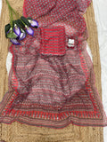 SUNNY : RED COLOR HANDWORK SAREE
