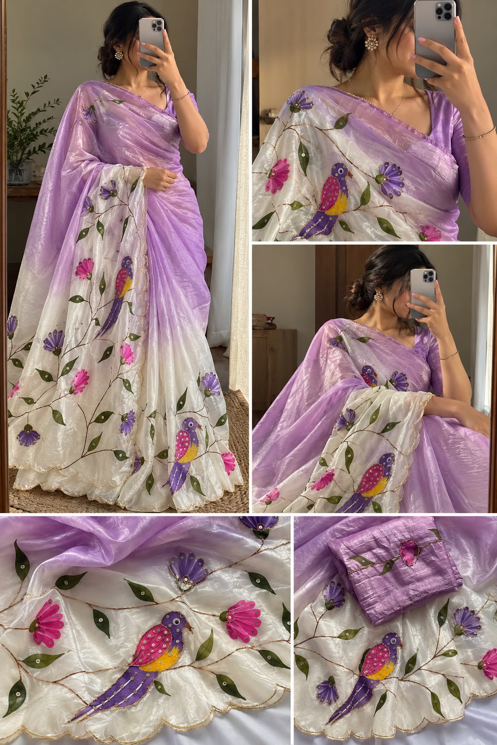 RIVA : DESIGNER GOLD CRUSH PEDING HANDWORK SAREE