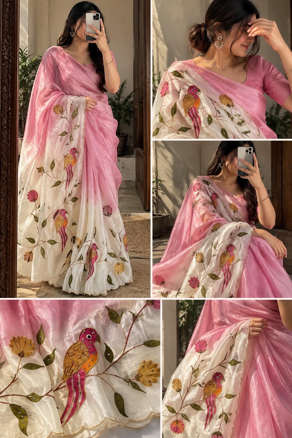 RIVA : DESIGNER GOLD CRUSH PEDING HANDWORK SAREE
