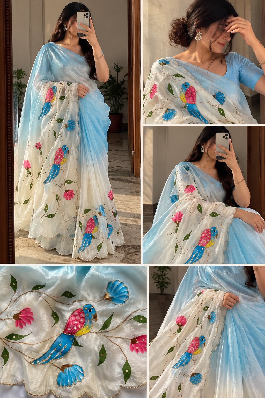 RIVA : DESIGNER GOLD CRUSH PEDING HANDWORK SAREE