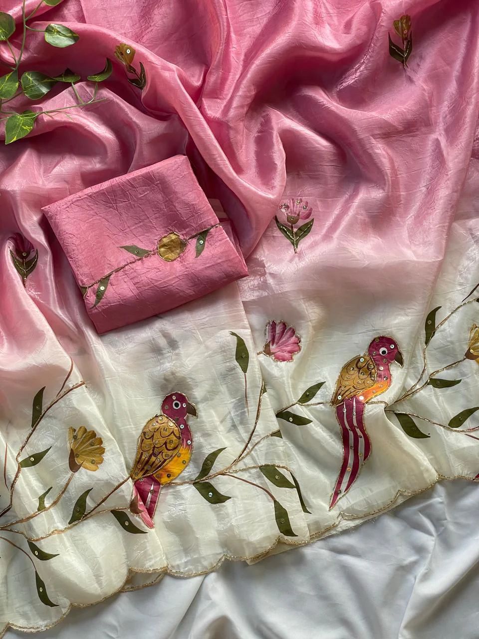 RIVA : DESIGNER GOLD CRUSH PEDING HANDWORK SAREE
