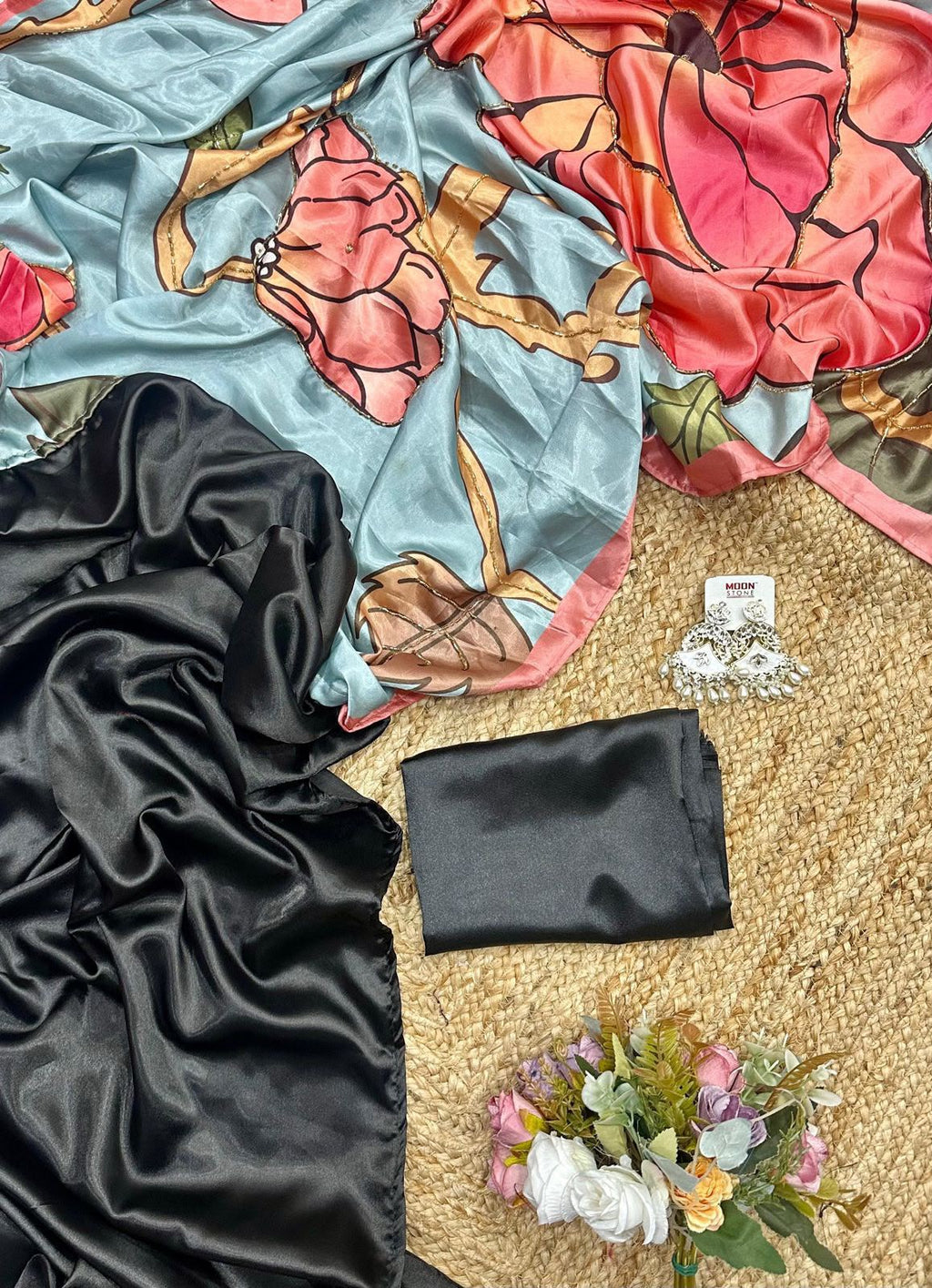 REEVA : HALF HALF DIGITAL PRINTED HANDWORK SAREE