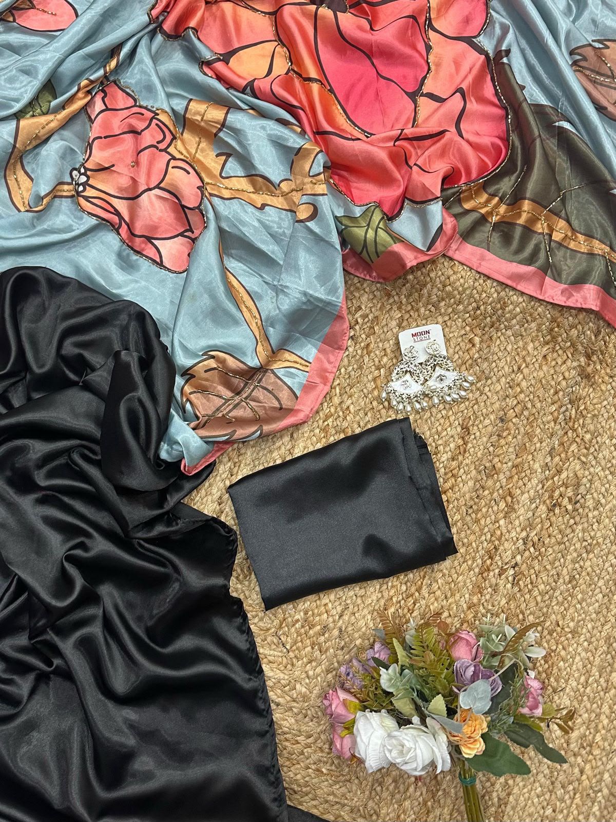 REEVA : HALF HALF DIGITAL PRINTED HANDWORK SAREE
