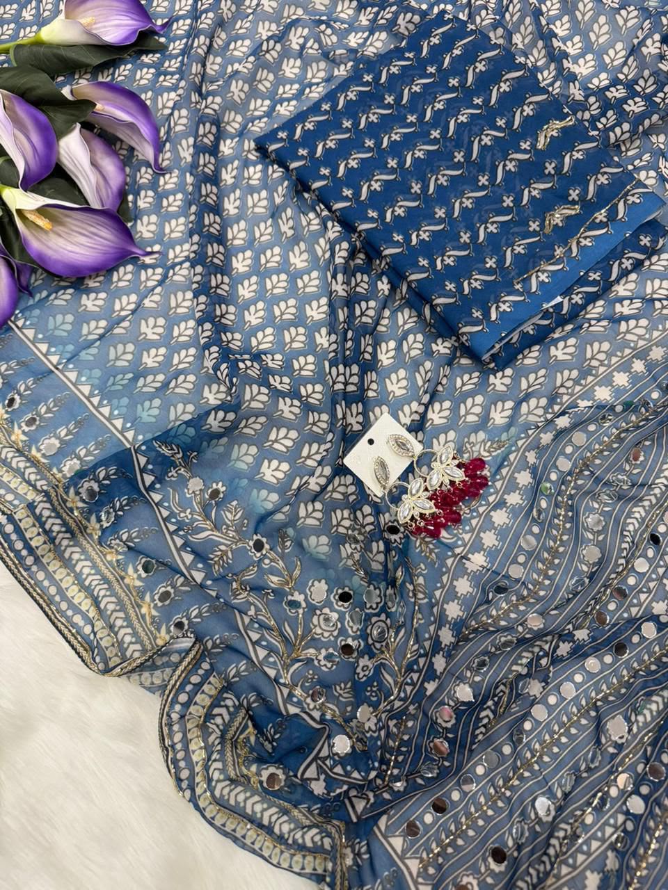 TRISHA : BLUE COLOR HANDWORK SAREE