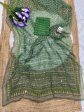 HELI : GREEN COLOR HANDWORK SAREE