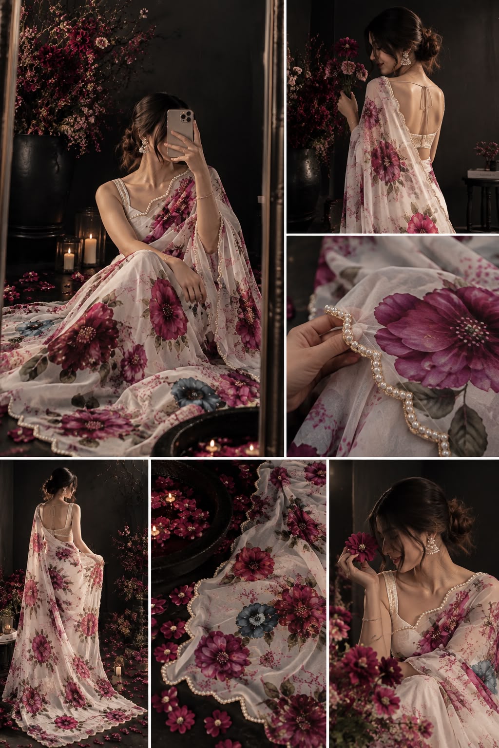 FLORRY : TEBBY DIGITAL PRINTED HANDWORK SAREE