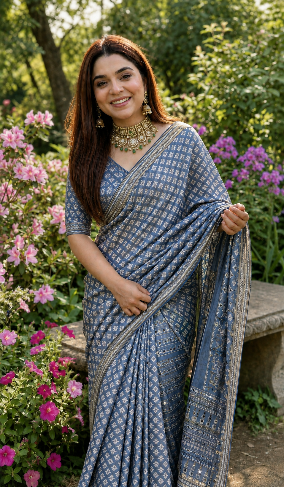 TRISHA : BLUE COLOR HANDWORK SAREE