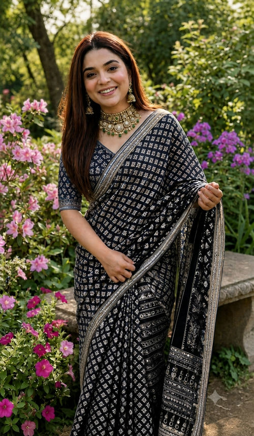 KAREENA : BLACK COLOR HANDWORK SAREE