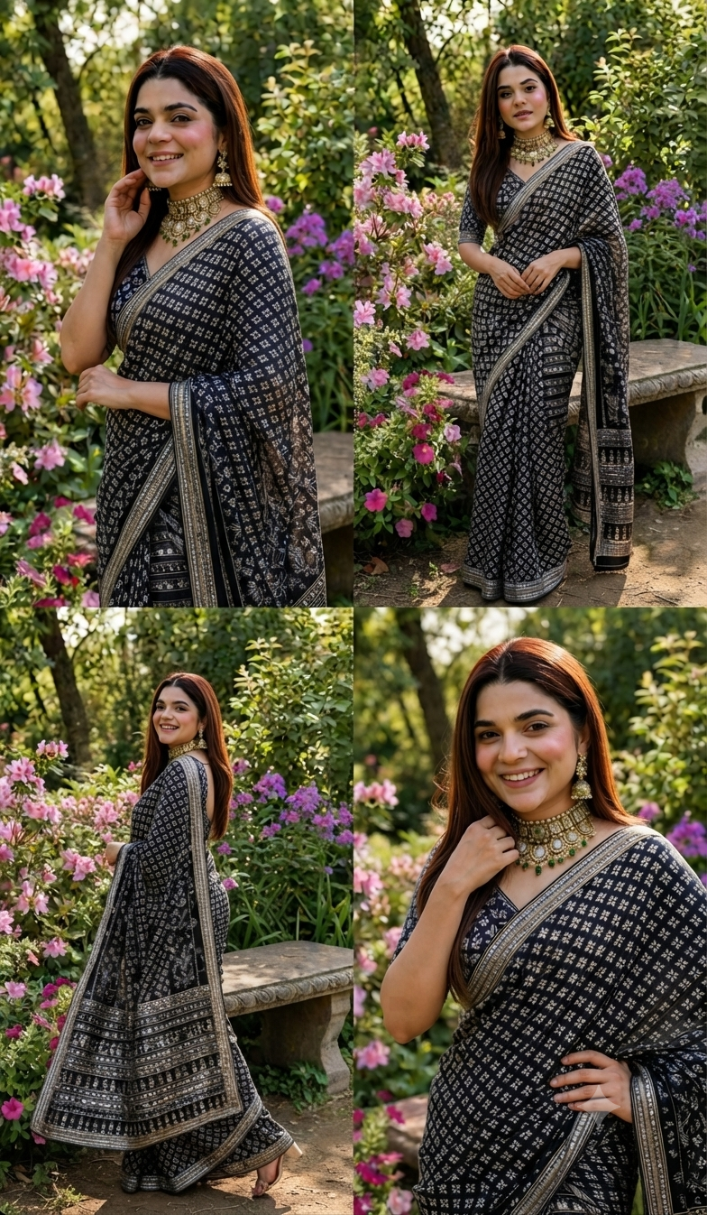 KAREENA : BLACK COLOR HANDWORK SAREE
