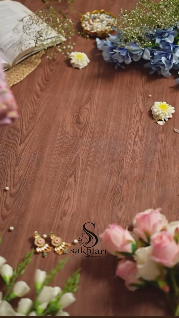 ZEEVA :  DESIGNER FULLY HANDMADE VAL-MOTI HANDWORK SAREE